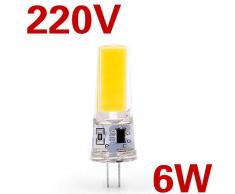 Claean-Acces-Home Lampadina LedLampadina a LED G4 G9 AC/DC 12V 220V 3W 6W COB SMD Le luci di Illuminazione a LED sostituiscono Il lampadario alogeno Spotlight 5 Pezzi-G4 6W 220V_Bianco Caldo