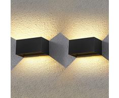 MAHGOUB 2 Pezzi 24W Lampada da Parete per Interni/Esterno LED Moderno Lampada, 3000K Bianco Caldo LED Lampada,IP65 Impermeabile Lampada Muro su e Giù Regolabile Design di 120° Angolo del Fascio