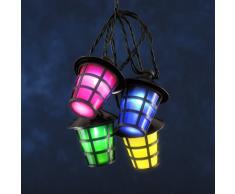 Konstsmide 4162-500 / Catena di luci LED 20 lampioni colorati / 20 diodi bianco freddi / 24V trasformatore da esterno/cavo nero