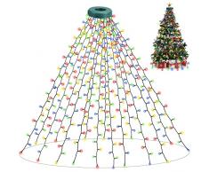 Nekano Luci dellalbero di Natale 2M*16 Fili 400 LED Luci albero Natale con anello, IP44 Catene Luminose Esterno Interno con 8 modalità, Tenda LED Mantello per la decorazione di Natale (colorato)