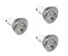 Electraline 92250 3 Faretti a LED a Risparmio energetico 5W=35W, Attacco GU10, Luce Fredda 400 Lumen