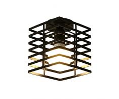 Delaveek Lampada da Soffitto Industriale E27, Plafoniera Vintage in Metallo Nero Gabbia, Illuminazione soffitto per Corridoio, Scala, Camera da letto Cucina