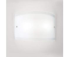 Plafoniera Gea Luce Lecce Pp E27 Led 32x23 Vetro Bianco Satinato Lampada Soffitto Parete Rettangolare Moderna Interno