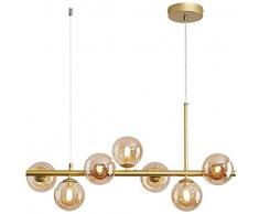 Lampadario Plafoniera Lampada,G9 Lunga Striscia di Luce,Lussuosa Illuminazione A Soffitto,metà Secolo Oro Regolabile Lampadario Moderna Finitura Ottone Palla di Vetro Durante La Luce-Cognac 7 T