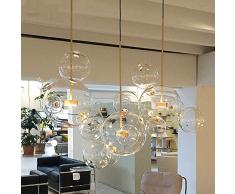 HOMECR Lampada A Sospensione A Sfera in Vetro A Bolle Lampadario in Vetro Creativo Soggiorno Ristorante Hotel Lampada A Soffitto dal Design Moderno E Minimalista 1 Light 6 Ball