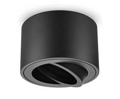 URing Faretto da soffitto Orientabili, Plafoniera a LED a plafone per Modulo LED, 230V Rotonda Faretti Lampada da soffitto Ø80x50mm, Apparecchio Downlight spot, lampadina non inclusa, Glassato Nero