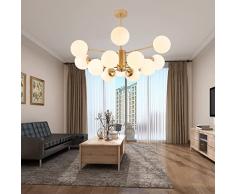ENXING Lampada a Sospensione Grande lampadario da Soggiorno E27 Moderna in Ferro sferica Camera da Letto Sala da Pranzo Lampada in Vetro Paralume Illuminazione molecolare Bar Plafoniera
