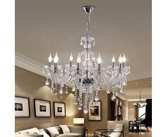 Ridgeyard Lampadario barocco a 10 bracci, lampadario da soffitto in cristallo K9 lampadario a sospensione lampada da soffitto con catena regolabile, trasparente