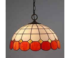 Miwaimao Lampadario a sospensione, stile Tiffany, 40,6 cm, in semplice vetro colorato retrò sala da pranzo lampada a sospensione, per bar, bar, caffè, arancione, arancione
