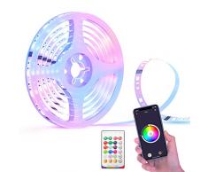 lomota Smart Striscia LED Intelligente 5M Controllo vocale, Striscia LED telecomando RGBWW, Illuminazione Striscia LED con Timer , Striscia DIY Funziona con Alexa, Google, per Casa, Festa, Natale