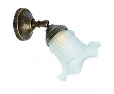 Applique Lampada da parete faretto in ottone con vetro bianco