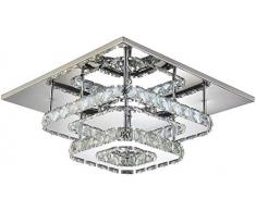 Raelf Plafoniera a LED, plafoniere di cristallo quadrato 2 tavole a led da incasso 36W, moderno soffitto per soggiorno e camere da letto 110-220V IP20 quadrati a soffitto a soffitto a soffitto a soffi