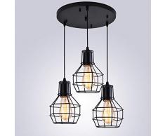 XINYANSEE Lampadario Nordico Creativo Lampadario In Ferro Battuto Vintage Industriale Gabbia Lampadario Elegante Lampadario Geometrico, E27 * 3