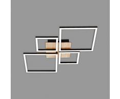 Briloner - Plafoniera LED Orientabile, Lampada da Soffitto Dimmerabile, 48 Watt, 4.000 Lumen, 3.000 Kelvin, Legno Nero, 750 x 470 x 73 mm (LxWxH)