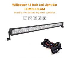 Willpower Barra LED Fuoristrada Barra Luce a Led 107cm 240W Combinazione di Fascio Spot e Inondazione 12V 24V Con Cablaggio Fari LED Luci da Lavoro per Trattore Auto Camion Barca 4x4 ATV