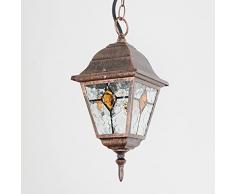 Licht-Erlebnisse Lampada da esterno a sospensione vintage Salzburg in rame antico stile Tiffany E27 lanterna da esterno ideale per cortile balcone giardino