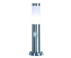 GLOBO, Lampada da terra per esterni, IP44, con sensore di movimento 90°, in acciaio Inox e plastica