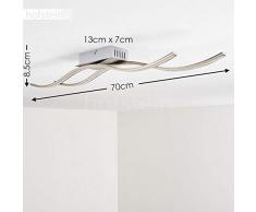 Plafoniera LED Kalandi in metallo di colore nichel opaco - Lampada da soffitto con luce calda 3000 Kelvin - Lustro design con effetto cristallo sui paralumi - 1400 Lumen