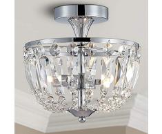 Bestier Moderno Lampadario semi-incasso in cristallo cromato Illuminazione a LED Lampada a soffitto Lampada per sala da pranzo Bagno Camera da letto Soggiorno 3 Lampadine G9