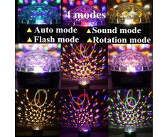 Luci da Palco, SOLMORE Luci Discoteca LED Palla Discoteca Effetti Luce Lettore Musicale 9 Colori LED Effetto con Lettore di Card e Porta USB Musica MP3 Telecomando per KTV Festa Bar Club