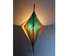 Applique da Parete Lampada Lanterna in Ferro e Pelle Dipinta a Mano hennè Marocco MOROCCHINA Etnico araba 2611181342