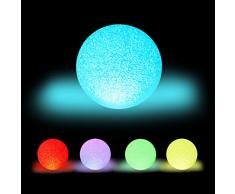 Relaxdays - Lampada LED a sfera, cambia colore, funzionamento a batteria, senza cavo, per interni, sfera luminosa colorata, Ø 15 cm, colore: Bianco