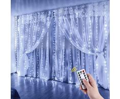 Anpro Tenda Luminosa - USB 3x3m Lucine LED Decorative Adatto per Matrimoni, Feste, Giardino, Interno ed Esterno, Decorazioni Murali - Stringa - Bianca Fredda
