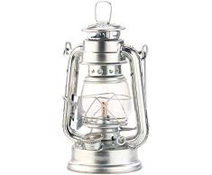 Lunartec Lampade ad Olio - Lampade a Olio: Lanterna a Petrolio Antica con bulbo di Vetro, zincato, 18,5 cm (Lampade a Petrolio)