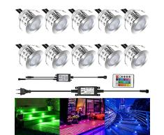 LEDMO RGBW 10 Pezzi Faretti LED incasso 6W Plafoniera da incasso Con telecomando IP67 Impermeabile Faretto da incasso Per esterno/interno, Cartongesso, Segnapasso, Patio, Passerella