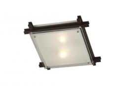 Globo PLAFONIERA LEGNO SCURO VETRO SATINATO, 2X60W E27 230V ILLU Art. 48324-2, glühlampe, metallo, nero