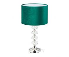 Relaxdays Lampada da Tavolo, Paralume in Velluto & Base in Cristallo, HxD: 47 x 26 cm, Abat-Jour Classica Salotto, Verde