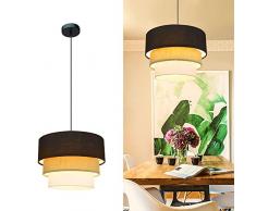 Depuley Lampadario a Sospensione a LED, E27 Lampada a Sospensione con Paralume in Tessuto e Metallo, Design Moderno, con Cavo Regolabile, per Soggiorno, Camera, Sala da Pranzo