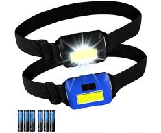 2PCS Torcia Frontale, LED Lampada Frontale, IPX4 Impermeabile 3 Modalità Torcia da Testa Regolabile per Adulti e Bambini, Ideale per Outdoor, Campeggio, Ciclismo lampada frontale Batteria AAA inclusa