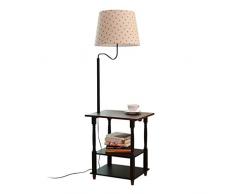 GJIF - Lampada da terra Lampada da terra in legno massello con lampada da tavolo anticata adatta per soggiorno camera da letto - interruttore a pedale (E27)