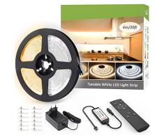 NOVOSTELLA Striscia LED Dimmerabile 6 Metri, Nastri LED 3000K-6500K Bianco Caldo a Freddo con Telecomando RF, 672 LEDs 24V Strip Luminosa Nastro Flessibile per Illuminazione Interna, Credenza, TV