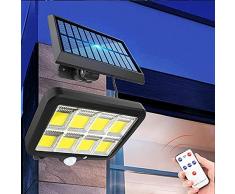 Lampade Solari Parkarma IP65 160COB con Telecomando 270° Luce Solare Led Esterno con 3 Modalità di Regolazione Luci Solari Impermeabile per Esterno/Giardino (Con Telecomando 160 COB)