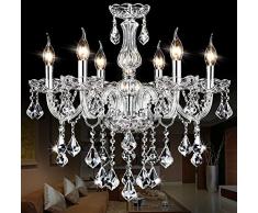 SUN-E Forma foglia dacero K9 Candelieri di cristallo Candela Illuminazione 6 luci Lampada da soffitto a soffitto a soffitto Apparecchio W60cm X L120cm (istruzioni dettagliate)
