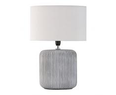 Pauleen Table luminaire 48218 Pure Shine Tavolo Max. 20 Watt Realizzata a Mano Grigio, Bianco Lampada da Comodino Look Boho in Tessuto, Ceramica E14
