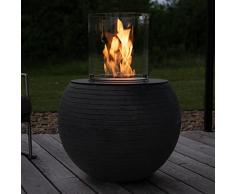 muenkel design MEDA – Fiaccola da giardino a strisce nere – a bioetanolo con camera di combustione rotonda 350
