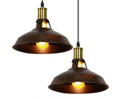 Fuloon Lampadario Vintage, Lampade a Sospensione Plafoniera in stile Vintage Industriale Lampada Pendente del Metallo Classica Lampada a Soffitto Luce E27 per Caffè Bar (Marrone Rosso-Due)