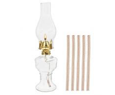 Lampada ad Olio Kamanan Lampada a Olio in Vetro Retro Luci Olio Kerosene Lamp Regolabile con 5 Stoppini Lanterna di Uragano Olio per Lilluminazione di Emergenza Domestica Uso Esterno (300 ML, 1)
