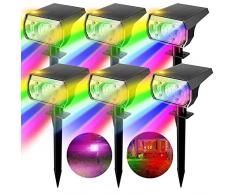 18 LED Faretti Solari da Giardino RGB,6 Colori Alta luminosità Luci Solari da Esterno,180 ° Prendere lilluminazione Regolabile Lampada da Giardino Energia Solare,IP67 Impermeabile,Per Prato,Lane