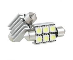2 AUTO LAMPADINA SILURO 6 SMD LED BIANCO 36mm CANBUS