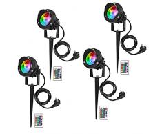 LEDMO RGB 4 Pezzi Faretto da Giardino10W,Faretti LED da Giardino Impermeabile IP65 Luci per Esterno Faretti da Giardino con picchetto