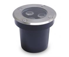 LED Faretto da incasso per pavimento Brandis – rotondo 3 W per esterni e interni IP65 in acciaio inox lucidato – Vetro Bianco caldo LED bianco caldo 230 V terrazza giardino cucina Vie