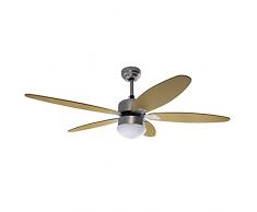 Ardes AR5A130WR Ventilatore da Soffitto con Luce, 3 velocità, 5 Pale Rotazione Reversibile con Telecomando, Legno, Diametro 130 Cm
