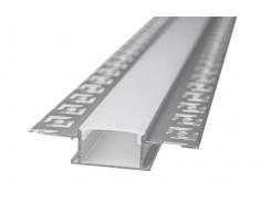 LineteckLED Profilo in Alluminio da 2mt per strisce led luci led ad incasso, Profilo a Scomparsa per Cartongesso, slim per singola Striscia Led Cover Opaca, binario canalina per striscia led LP3050