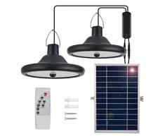 Lampada Solare da Esterno, Lampada Solare a Sospensione, IP65 Impermeabile, Bianca Luce Solare LED Esterno con Telecomando, Sensore di Movimento per Giardino/Balcone/Garage