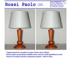 Paolo Rossi Lampada lumetto da Comodino abat Jour in Legno tornito - Produzione Propria - Made in Italy (ciliegio Coppia)