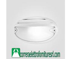 Prisma lampada plafoniera 5706 chip ovale 25 grill PL.21W E27 da parete per esterni bianca